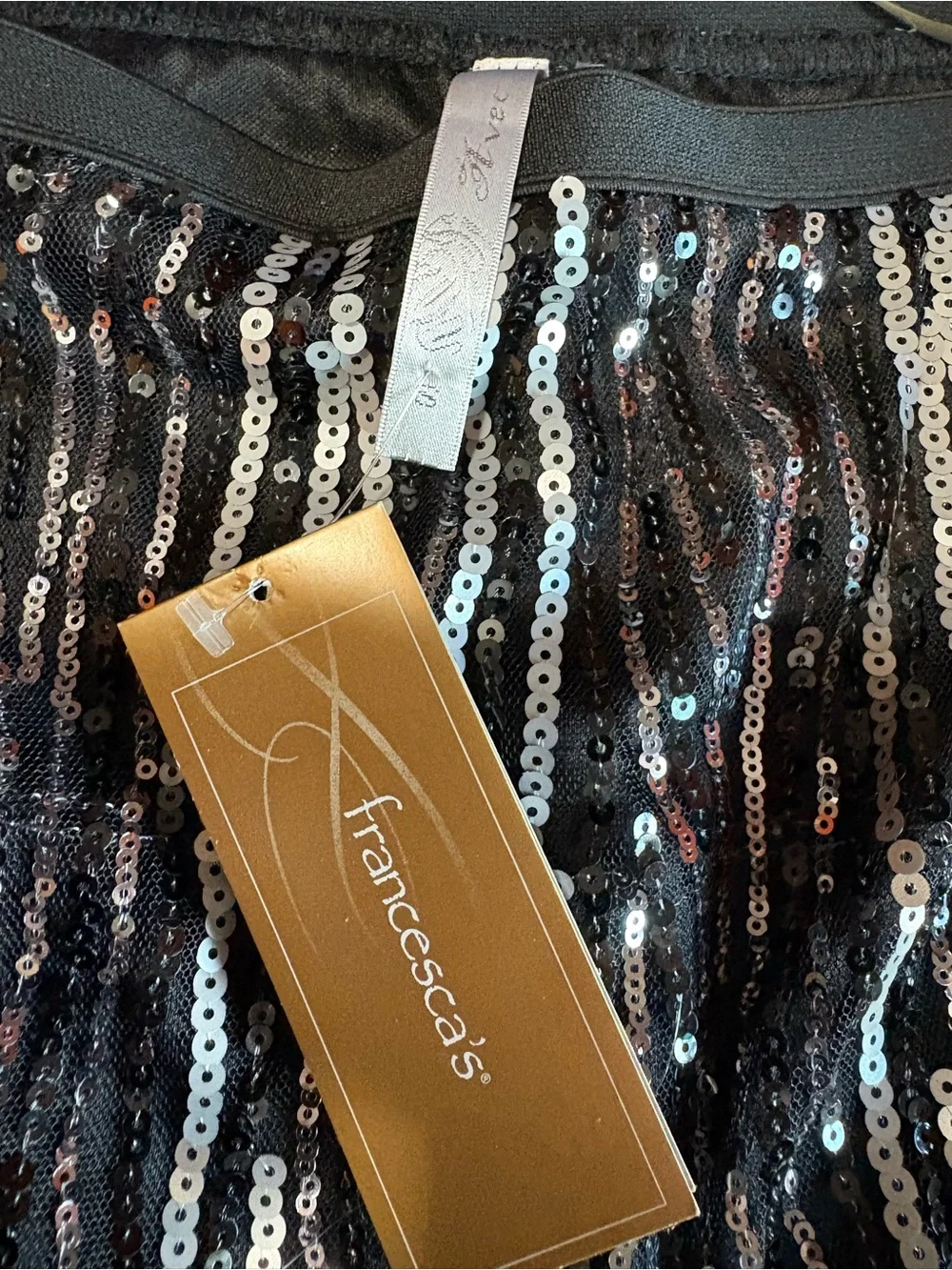 Women’s Black/Silver Sequin Mini Skirt Party Cocktail Sparkly-Size Small New